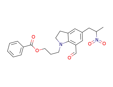 Molecular Structure of 350797-55-6 (1-[3-(Benzoyloxy)propyl]-2,3-dihydro-5-(2-nitropropyl)-1H-indole-7-carboxaldehyde)
