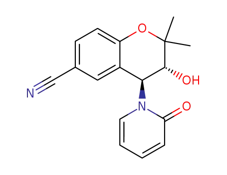 Molecular Structure of 123595-75-5 ((3R,4S)-3-hydroxy-2,2-dimethyl-4-(2-oxopyridin-1(2H)-yl)-3,4-dihydro-2H-chromene-6-carbonitrile)