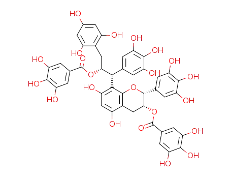 Molecular Structure of 121844-27-7 (Benzoic acid,3,4,5-trihydroxy-,(1R,2R)-2-[(2R,3R)-3,4-dihydro-5,7-dihydroxy-3-[(3,4,5-trihydroxybenzoyl)oxy]-2-(3,4,5-trihydroxyphenyl)-2H-1-benzopyran-8-yl]-2-(3,4,5-trihydroxyphenyl)-1-[(2,4,6-trihydroxyphenyl)methyl]ethylester (9CI))