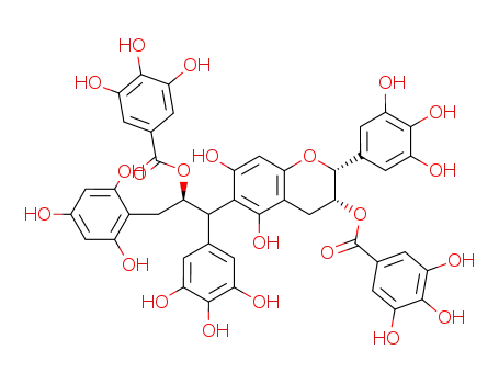 Molecular Structure of 121795-67-3 (Benzoic acid,3,4,5-trihydroxy-,(1R,2S)-2-[(2R,3R)-3,4-dihydro-5,7-dihydroxy-3-[(3,4,5-trihydroxybenzoyl)oxy]-2-(3,4,5-trihydroxyphenyl)-2H-1-benzopyran-6-yl]-2-(3,4,5-trihydroxyphenyl)-1-[(2,4,6-trihydroxyphenyl)methyl]ethylester (9CI))