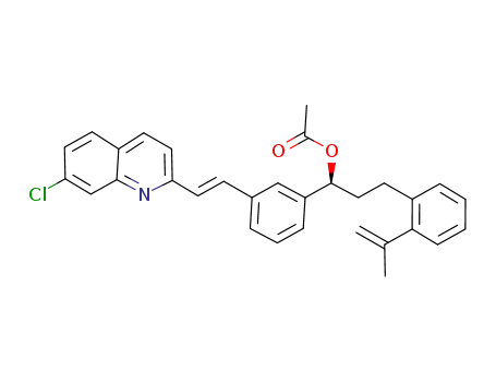 Molecular Structure of 1197374-09-6 ((S)-1-(3-((E)-2-(7-chloroquinolin-2-yl)vinyl)phenyl)-3-(2-isopropenylphenyl)propyl acetate)