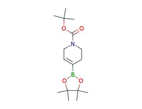 286961-14-6,N-Boc-1,2,5,6-tetrahydropyridine-4-boronic acid pinacol ester,(N-tert-Butoxycarbonyl-1,2,3,6-tetrahydropyridin-4-yl)boronic acid pinacolester;1,1-Dimethylethyl4-(4,4,5,5-tetramethyl-1,3,2-dioxaborolan-2-yl)-3,6-dihydro-1(2H)-pyridinecarboxylate;3,6-Dihydro-2H-pyridine-1-tert-butoxycarbonyl-4-boronic acid pinacol ester;4-(4,4,5,5-Tetramethyl[1,3,2]dioxaborolan-2-yl)-3,6-dihydro-2H-pyridine-1-carboxylicacid tert-butyl ester;tert-Butyl4-(4,4,5,5-tetramethyl-1,3,2-dioxaborolan-2-yl)-3,6-dihydro-2H-pyridine-1-carboxylate;tert-Butyl4-(4,4,5,5-tetramethyl-1,3,2-dioxaborolan-2-yl)-5,6-dihydropyridin-1(2H)-carboxylate;tert-butyl4-(4,4,5,5-tetramethyl-1,3,2-dioxaborolan-2-yl)-5,6-dihydropyridine-1(2H)-carboxylate;