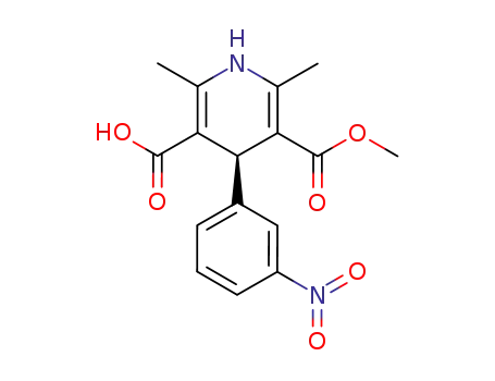 Molecular Structure of 76093-34-0 ((S)-(+)-1,4-Dihydro-2,6-dimethyl-4-(3-nitrophenyl)-3,5-pyridinedicarboxylic Acid Monomethyl Ester)