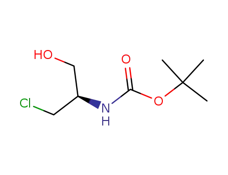 Molecular Structure of 651035-90-4 (Carbamic acid, [(1R)-2-chloro-1-(hydroxymethyl)ethyl]-, 1,1-dimethylethyl ester)