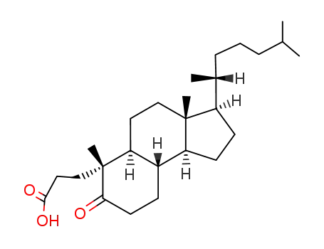 Molecular Structure of 1508-94-7 (3-{(3R,3aR,5aS,6R,9aS,9bS)-3a,6-dimethyl-3-[(2R)-6-methylheptan-2-yl]-7-oxododecahydro-1H-cyclopenta[a]naphthalen-6-yl}propanoic acid)
