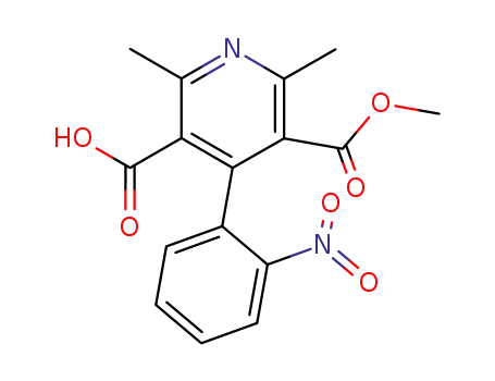 Molecular Structure of 73372-63-1 (5-(methoxycarbonyl)-2,6-dimethyl-4-(2-nitrophenyl)pyridine-3-carboxylic acid)