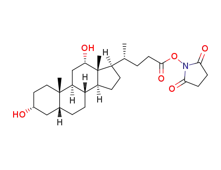 Molecular Structure of 174069-00-2 (2,5-dioxopyrrolidin-1-yl (4R)-4-((3R,10S,12S,13R)-3,12-dihydroxy-10,13-dimethylhexadecahydro-1H-cyclopenta[a]phenanthren-17-yl)pentanoate)