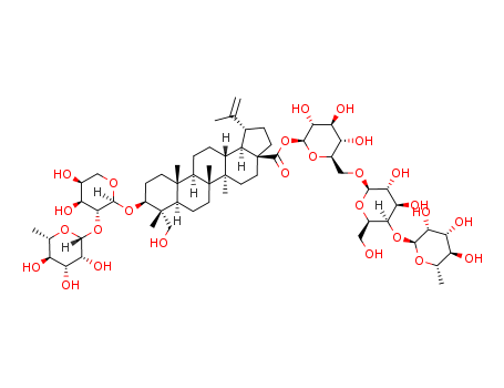 129741-57-7,PULCHINENOSIDE B4,2)-a-L-arabinopyranosyl]-28-O-[a-L-rhamnopyranosyl-(1?;6)-b-D-glucopyranosyl]-3b,23-dihydroxylup-20(29)-en-28-oic acid;Anemoside B4;Chinensioside A;Pulchinenoside C;
