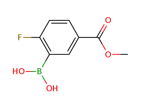 Molecular Structure of 850568-04-6 (2-Fluoro-5-(methoxycarbonyl)phenylboronic acid)