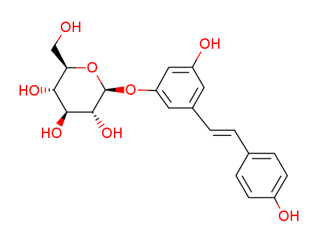 27208-80-6,Polydatin,Piceid(6CI,7CI,8CI);b-D-Glucopyranoside,3-hydroxy-5-[2-(4-hydroxyphenyl)ethenyl]phenyl, (E)-;(E)-Piceid;(E)-Polydatin;(E)-Resveratrol 3-O-b-D-glucopyranoside;3-Hydroxy-5-(p-hydroxystyryl)phenyl b-D-glucoside;Polydotin peceid;Resveratrol 3-O-b-glucopyranoside;trans-Piceid;trans-Polydatin;