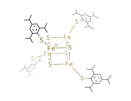 Molecular Structure of 96455-63-9 ({Fe<sub>4</sub>S<sub>4</sub>(S-2,4,6-(i-Pr)3C<sub>6</sub>H<sub>2</sub>)4}<sup>(3-)</sup>)