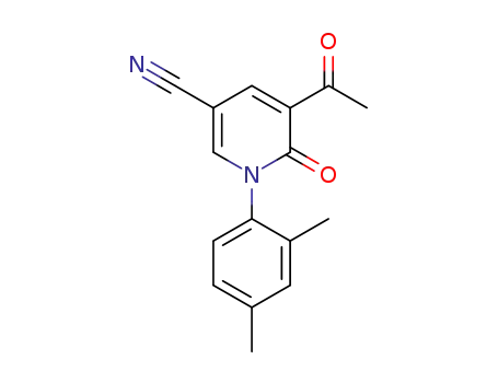 Molecular Structure of 1352630-37-5 (5-acetyl-1-(2,4-dimethylphenyl)-6-oxo-1,6-dihydropyridine-3-carbonitrile)