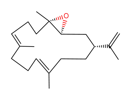 Molecular Structure of 79897-31-7 (15-Oxabicyclo[12.1.0]pentadeca-4,8-diene,
1,5,9-trimethyl-12-(1-methylethenyl)-, (1S,4E,8E,12R,14S)-)