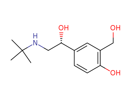 34271-50-6,S-(+)-Albuterol,1,3-Benzenedimethanol,a1-[[(1,1-dimethylethyl)amino]methyl]-4-hydroxy-,(S)-; m-Xylene-a,a'-diol, a1-[(tert-butylamino)methyl]-4-hydroxy-,(S)-(+)- (8CI); (+)-Albuterol; (+)-Salbutamol; (S)-(+)-Salbutamol;(S)-Albuterol; (S)-Salbutamol; S-(+)-Albuterol