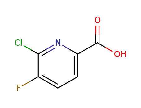 Molecular Structure of 860296-24-8 (6-Chloro-5-fluoro-pyridine-2-carboxylic acid)