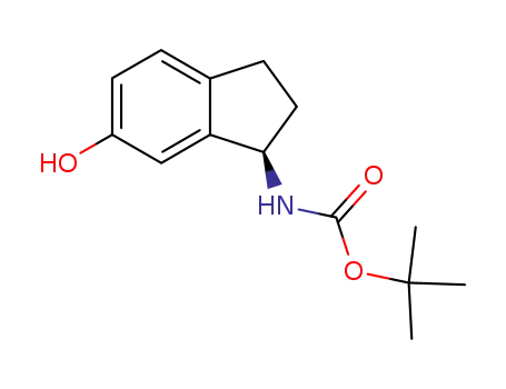 Molecular Structure of 947674-87-5 (N-[(1R)-2,3-Dihydro-6-hydroxy-1H-inden-1-yl]carbamic acid tert-butyl ester)