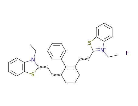 Molecular Structure of 70446-38-7 (3-ETHYL-2-[(E)-2-(3-((E)-2-[3-ETHYL-1,3-BENZOTHIAZOL-2(3H)-YLIDENE]ETHYLIDENE)-2-PHENYL-1-CYCLOHEXEN-1-YL)ETHENYL]-1,3-BENZOTHIAZOL-3-IUM IODIDE)