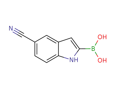 Molecular Structure of 871329-64-5 (5-CYANO-1H-INDOLE-2-BORONIC ACID)