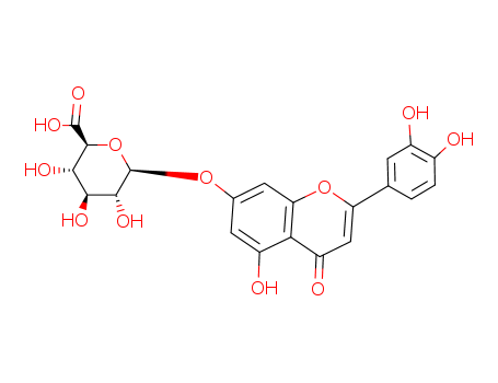 29741-10-4,luteolin-7-glucuronide,Glucopyranosiduronicacid, 2-(3,4-dihydroxyphenyl)-5-hydroxy-4-oxo-4H-1-benzopyran-7-yl, b-D- (8CI); Flavone,3',4',5,7-tetrahydroxy-, 7-b-D-glucopyranuronoside (8CI); Luteolin 7-O-glucuronide; Luteolin 7-O-b-D-glucuronide; Luteolin 7-O-b-D-glucuronopyranoside; Luteolin7-O-b-glucuronide; Luteolin7-glucuronide; Luteolin-7-b-D-glucuronide