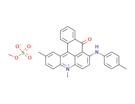 Molecular Structure of 72906-37-7 (2,5-dimethyl-8-[(4-methylphenyl)amino]-9-oxo-9H-naphth[3,2,1-kl]acridinium methyl sulphate)