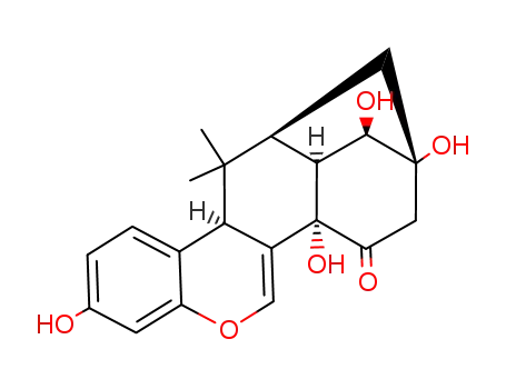Molecular Structure of 2618-41-9 (2,3,10bβ,11,12,12aβ-Hexahydro-1α,2β,4aβ,8-tetrahydroxy-11,11-dimethyl-2,12α-methano-1H-benzo[b]naphtho[2,1-d]pyran-4(4aH)-one)