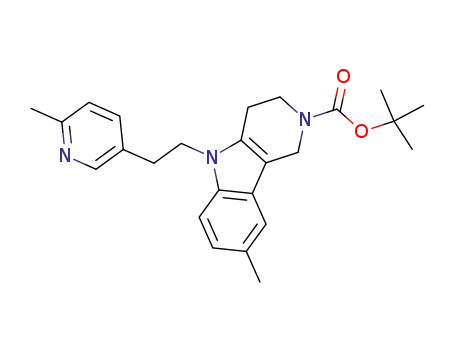 Molecular Structure of 1227258-81-2 (tert-butyl 8-methyl-5-(2-(6-methylpyridin-3-yl)ethyl)-3,4-dihydro-1H-pyrido[4,3-b]indole-2(5H)-carboxylate)