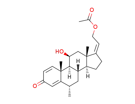 Molecular Structure of 1968-76-9 (21-acetoxy-11β-hydroxy-6α-methyl-pregna-1,4,17(20)<i>c</i>-trien-3-one)