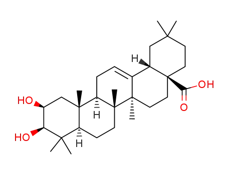 Molecular Structure of 26707-60-8 ((2β,3β)-2,3-Dihydroxy-olean-12-en-28-oic acid)