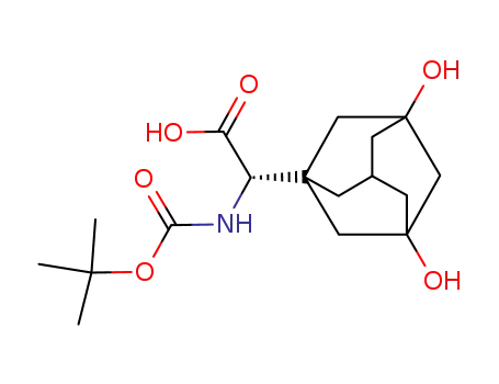 Molecular Structure of 681282-72-4 ((S)-2-((tert-butoxycarbonyl)amino)-2-(3,5-dihydroxyadamantan-1-yl)acetic acid)