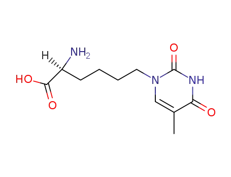 Molecular Structure of 76945-38-5 ((2S)-amino-6-(1-thyminyl)hexanoic acid)