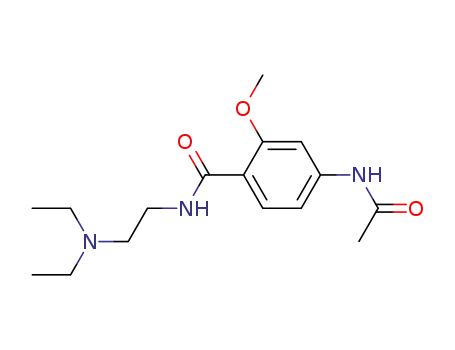 Molecular Structure of 3614-38-8 (4-(acetylamino)-N-[2-(diethylamino)ethyl]-2-methoxybenzamide)