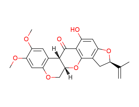 [1]Benzopyrano[3,4-b]furo[2,3-h][1]benzopyran-6(6aH)-one,1,2,12,12a-tetrahydro-5-hydroxy-8,9-dimethoxy-2-(1-methylethenyl)-,(2R,6aS,12aS)-