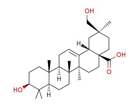 Molecular Structure of 511-82-0 (3β,30-Dihydroxyolean-12-en-28-oic acid)