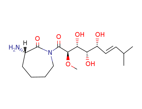Molecular Structure of 118477-05-7 (2H-Azepin-2-one,3-aminohexahydro-1-[(6E)-6,7,8,9-tetradeoxy-8-methyl-2-O-methyl-D-gulo-non-6-enonoyl]-,(3S)- (9CI))