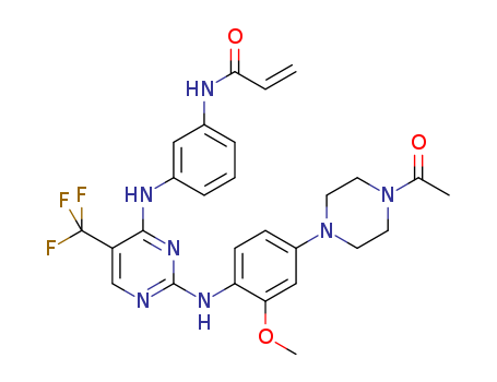 1374640-70-6,CO-1686,CO-1686;AVL-301;CNX-419;CO-1686 (AVL-301);CO-1686/CO1686;N-[3-[[2-[[4-(4-Acetyl-1-piperazinyl)-2-methoxyphenyl]amino]-5-(trifluoromethyl)-4-pyrimidinyl]amino]phenyl]-2-propenamide;Clovis CO-1686;CO-1686(free base)