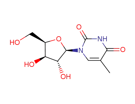 Molecular Structure of 52486-19-8 (1-[3,4-dihydroxy-5-(hydroxymethyl)oxolan-2-yl]-5-methyl-pyrimidine-2,4-dione)