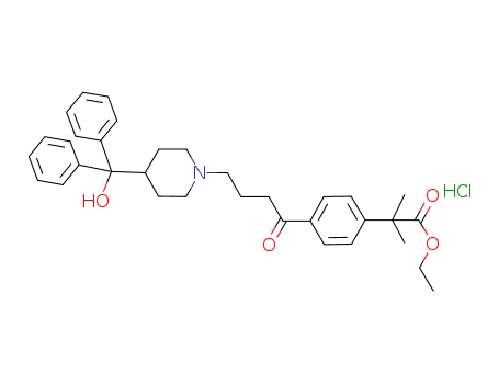 Ethyl 4-{4-[4-(hydroxydiphenylmethyl)-1-piperidinyl]-1-oxobutyl}-alpha,alpha-dimethylbenzeneacetate HCl