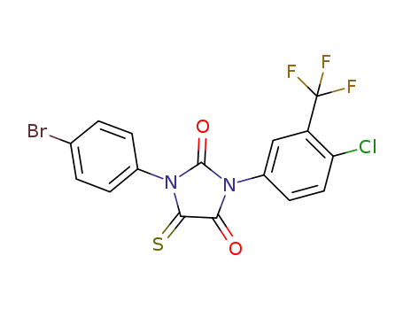 Molecular Structure of 1198619-79-2 (1-(4-bromophenyl)-3-(4-chloro-3-(trifluoromethyl)phenyl)-5-thioxoimidazolidine-2,4-dione)
