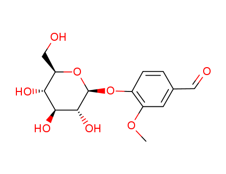 494-08-6,Glucovanillin,3-methoxy-4-[(2S,3R,4S,5R,6R)-3,4,5-trihydroxy-6-(hydroxymethyl)oxan-2-yl]oxy-benzaldehyde;Vanilloside;AveneaeAvenein;Benzaldehyde,4-(a-D-glucopyranosyloxy)-3- methoxy-;Benzaldehyde, 4-(beta-D-glucopyranosyloxy)-3-methoxy-;