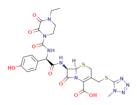 5-Thia-1-azabicyclo[4.2.0]oct-2-ene-2-carboxylicacid,7-[[(2R)-2-[[(4-ethyl-2,3-dioxo-1-piperazinyl)carbonyl]amino]-2-(4-hydroxyphenyl)acetyl]amino]-3-[[(1-methyl-1H-tetrazol-5-yl)thio]methyl]-8-oxo-,((62893-19-0)