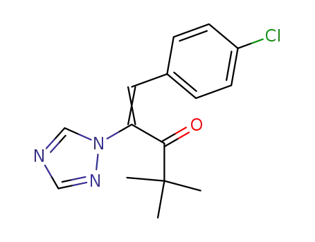 Molecular Structure of 69753-20-4 (1-Penten-3-one,
1-(4-chlorophenyl)-4,4-dimethyl-2-(1H-1,2,4-triazol-1-yl)-)