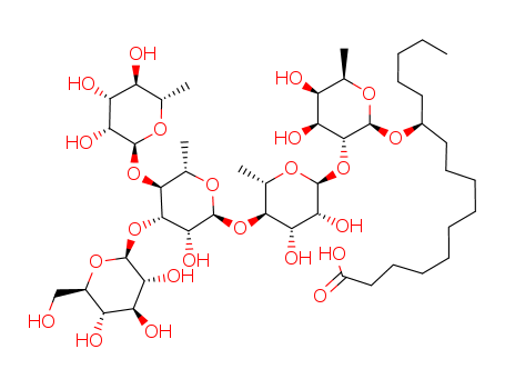 120583-62-2,Mammoside J,Hexadecanoicacid, 11-[(O-6-deoxy-a-L-mannopyranosyl-(1®4)-O-[b-D-glucopyranosyl-(1®3)]-O-6-deoxy-a-L-mannopyranosyl-(1®4)-O-6-deoxy-a-L-mannopyranosyl-(1®2)-6-deoxy-b-D-galactopyranosyl)oxy]-, (S)-;Mammoside J; Operculinic acid A