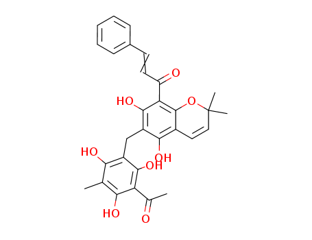 2-Propen-1-one,1-[6-[(3-acetyl-2,4,6-trihydroxy-5-methylphenyl)methyl]-5,7-dihydroxy-2,2-dimethyl-2H-1-benzopyran-8-yl]-3-phenyl-,(2E)-