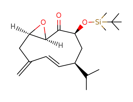 Molecular Structure of 113666-35-6 ((2S,4S,5E,9R,10R)-2-t-butyldimethylsilyloxy-9,10-epoxy-7-methylene-4-(1-methylethyl)-5-cyclodecene-1-one)