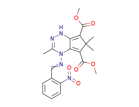 3,6,6-Trimethyl-4-{[1-(2-nitro-phenyl)-meth-(E)-ylidene]-amino}-4,6-dihydro-1H-cyclopenta[1,2,4]triazine-5,7-dicarboxylic acid dimethyl ester