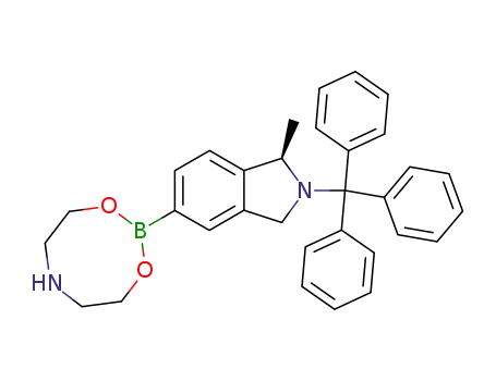 Molecular Structure of 223595-20-8 (2,3-Dihydro-(1R)-methyl-5-(tetrahydro-4H-1,3,6,2-dioxazaborocin-2-yl)-2-(triphenylmethyl)-1H-isoindole)