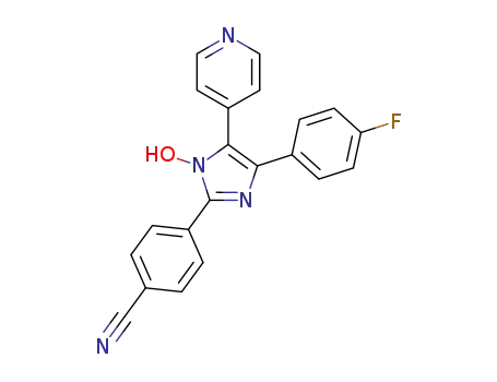 Molecular Structure of 152121-20-5 (2-(4-Cyanophenyl)-4-(4-fluorophenyl)-1-N-hydroxy-5-(4-pyridyl)imidazole)