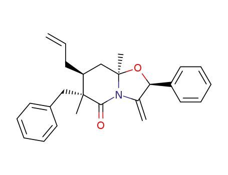 Molecular Structure of 1026422-63-8 ((2S,6R,7S,8aR)-7-Allyl-6-benzyl-6,8a-dimethyl-3-methylene-2-phenyl-hexahydro-oxazolo[3,2-a]pyridin-5-one)