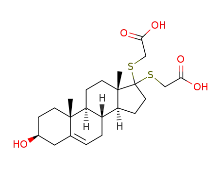 Molecular Structure of 17990-63-5 (Aceticacid, [(3b-hydroxyandrost-5-en-17-ylidene)dithio]di- (8CI))