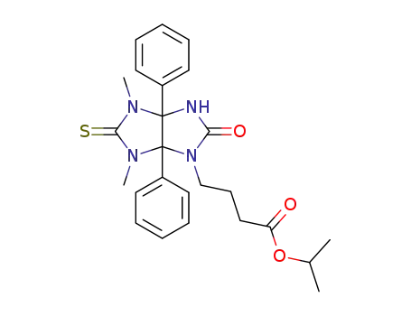 Molecular Structure of 1350618-28-8 (isopropyl 4-(4,6-dimethyl-2-oxo-3a,6a-diphenyl-5-thioxooctahydroimidazo[4,5-d]imidazol-1-yl)-butanoate)
